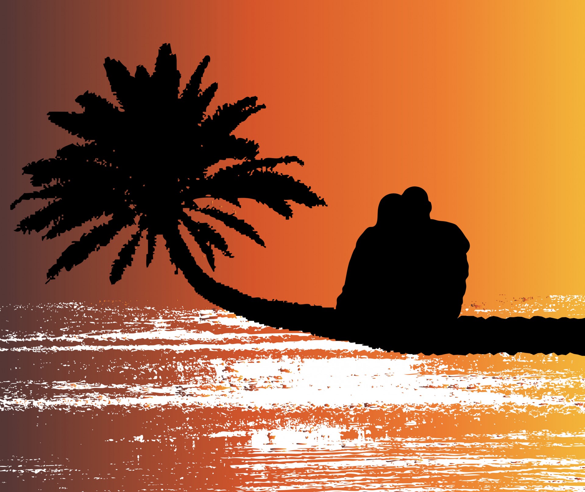 Romantic Couple Sunset Beach