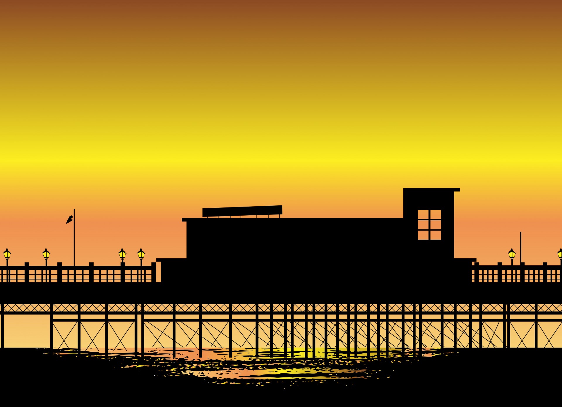 Seaside Pier Silhouette Sunset