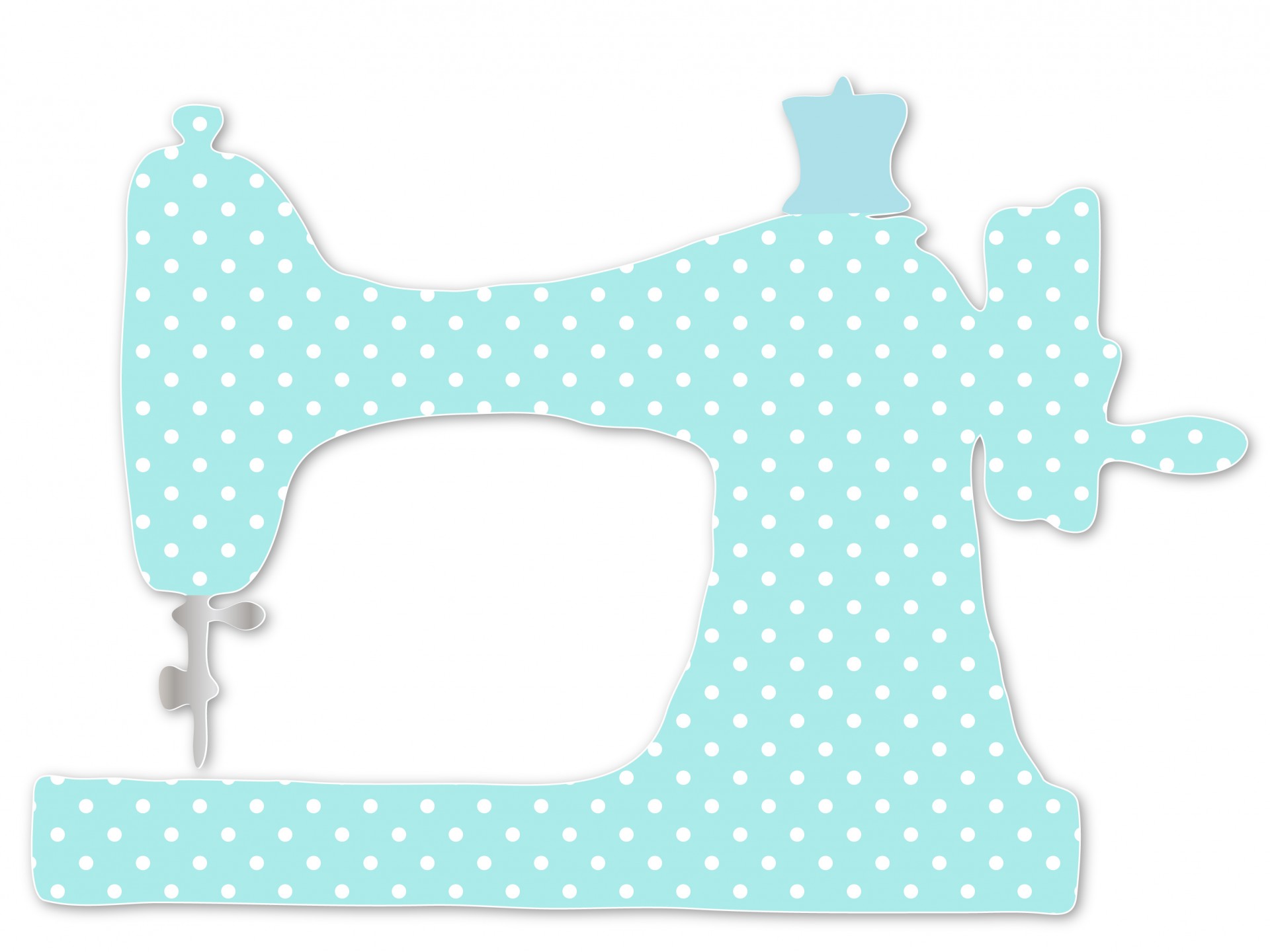 Blue and white polka dots vintage sewing machine clipart for scrapbooking