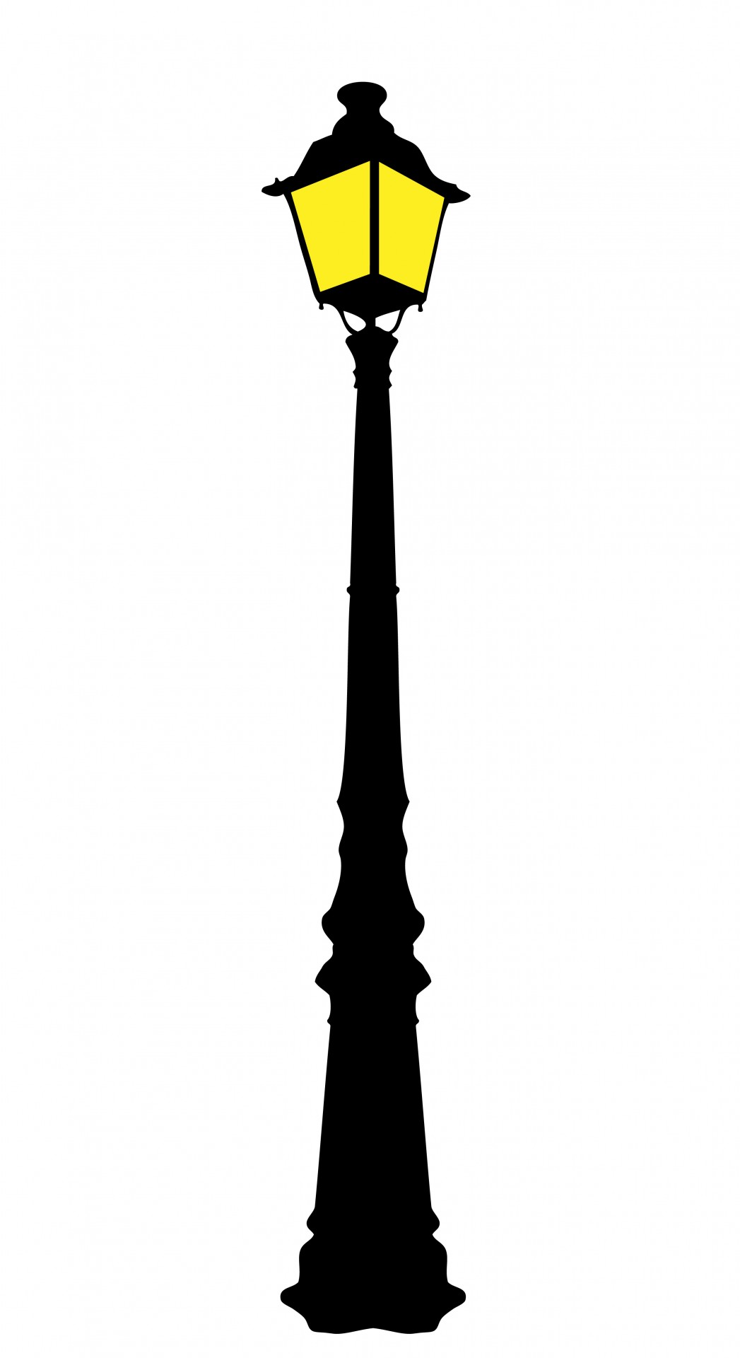 Black silhouette of a vintage street lamp lighting clipart for scrapbooking