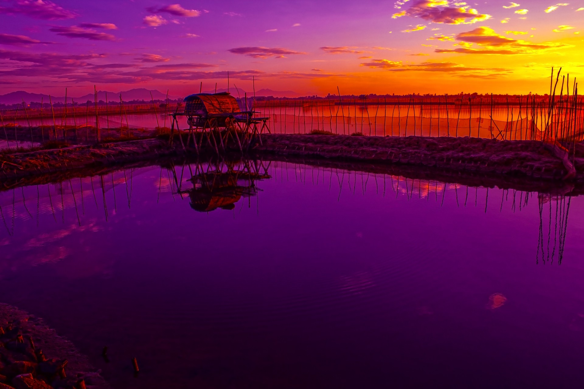 sunrise on the lagoon of Huế, Việt Nam