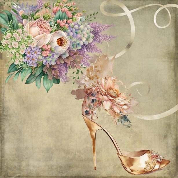 Vintage virágos díszes magassarkú cipő Szabad kép - Public Domain Pictures
