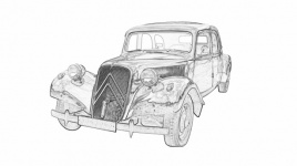 Classic Car, Citroen, Drawing