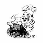 Chef Cartoon Retro Line Art