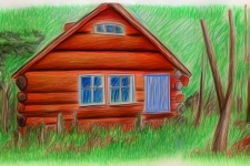 Child&039;s Cabin Drawing