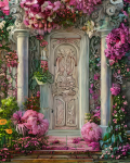 Door With Columns And Flowers