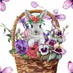 Easter Bunny Pansy Flower Basket