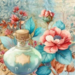 Vintage Watercolor Perfume Floral