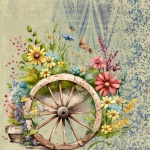 Watercolor Vintage Flower Cart
