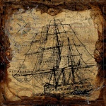 Vintage Map And Sailing Ship