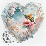 Mother&039;s Day Floral Bee Heart