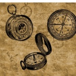Vintage Compass Engraved Drawing