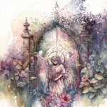 Watercolor Angel In Garden