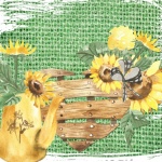 Sunflower Wooden Heart Vintage