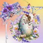 Easter Cow In An Egg Floral Poster