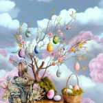 Easter Egg Tree And Rabbit