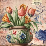Vintage Tulips Flower Pot