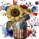 Americana Flag Floral Illustration