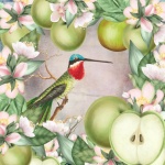 Vintage Apple Bird Illustration