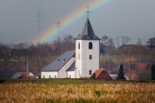 Church, Rainbow, Landscape