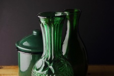 Vintage Green Glass Vases