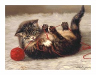 Vintage Art Cat Kitten