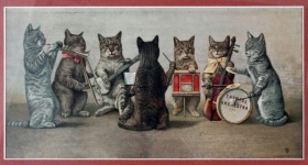 Vintage Art Music Cats