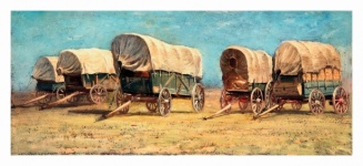 Vintage Covered Wagon Landscape