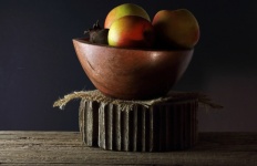 Wooden Bowl Containing Apples