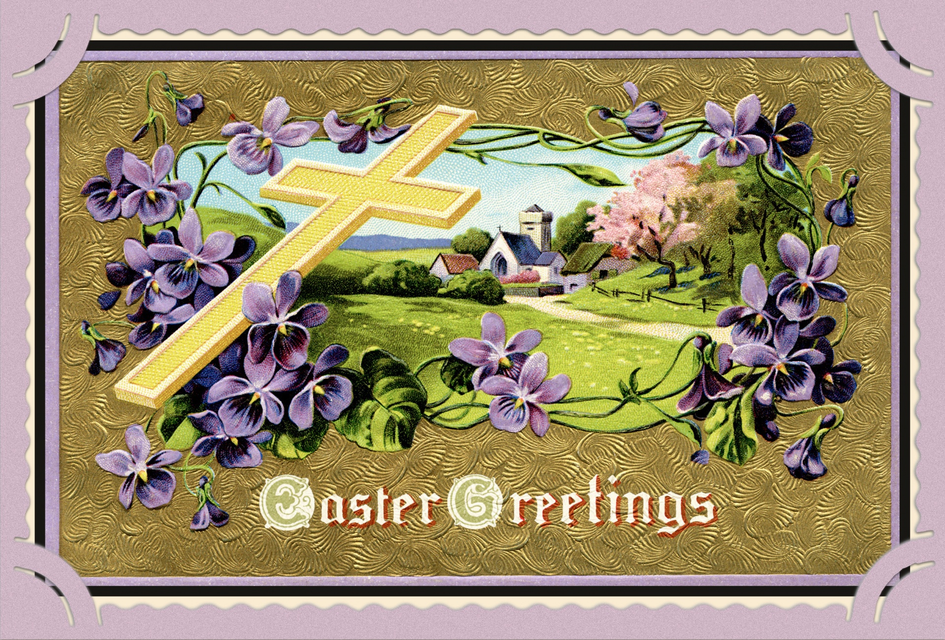 Vintage Easter Cross Card