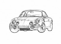 Car, Renault Alpine, Drawing