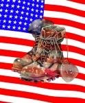 Army Boots And American Flag