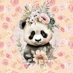 Floral Panda Bear Illustration