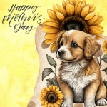 Mothers Day Puppy Dog Sunflower