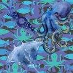 Octopus, Stingray And Squid
