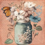 Vintage Flower Mason Jar