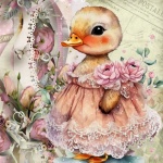Vintage Baby Duck In Dress