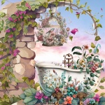 Garden Floral Bathtub