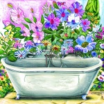 Colorful Floral Bathtub