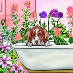 Peeking Dog In Bathtub