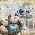 Blue Autumn Watercolor Illustration