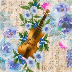Vintage Floral Music Violin