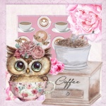 Pink Vintage Owl Coffee