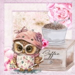 Pink Vintage Owl Coffee