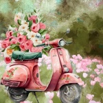 Vintage Scooter And Flowers