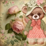 Vintage Rose Teddy Bear