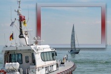 Text Frame, Pilot Boat, Sailing