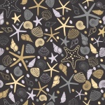 Starfish, Shells Pattern Background