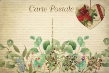 Vintage Watercolor Flowers Postcard