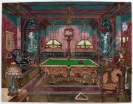 Vintage Billiards Room Illustration